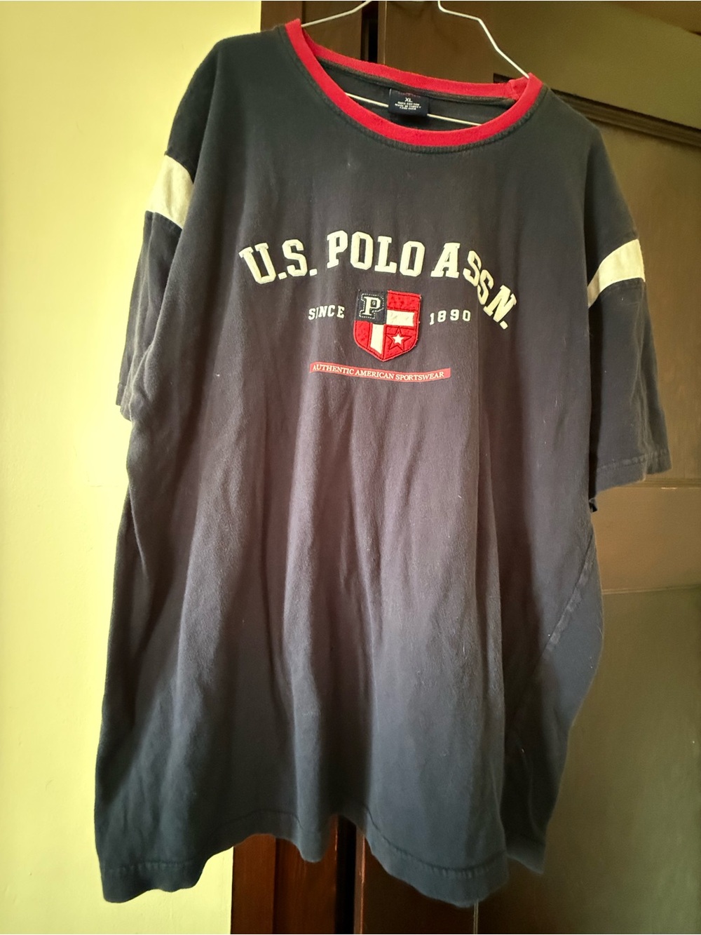 U.S. Polo Assn. Navy Short Sleeve Logo Tee with Red Neck Trim